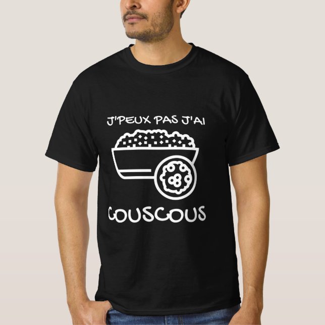 T-shirt noir "J'peux pas j'ai Couscous" (Framsida)