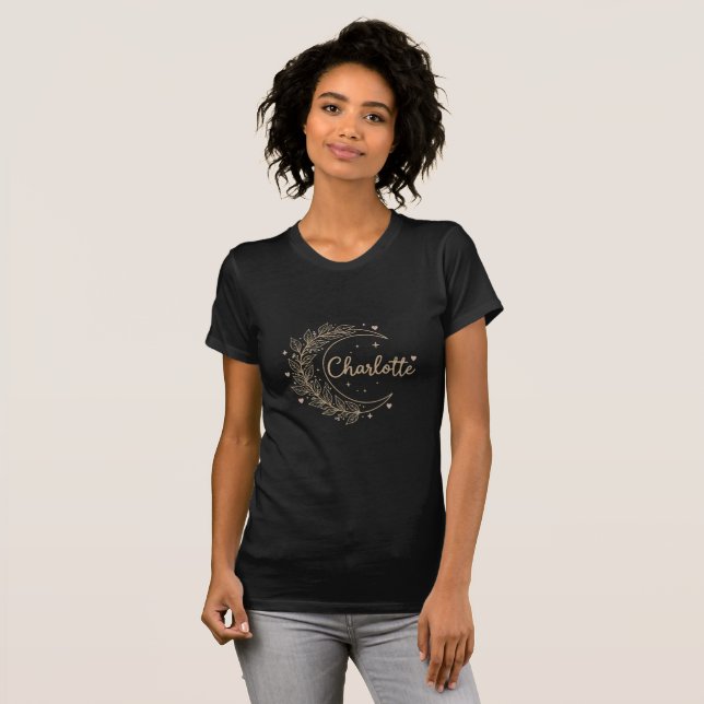 T-shirt Noir Personnalisé Charlotte (Hel framsida)