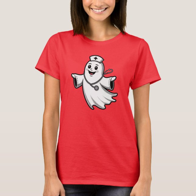 T-shirt Nurse Halloween-Roligt (Framsida)