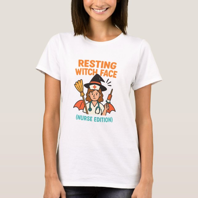T-shirt Nurse Halloween Roligt - Spooky Shift Magi (Framsida)