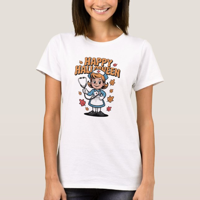 T-shirt Nurse Halloween Roligt - Spooky Shift Magi (Framsida)