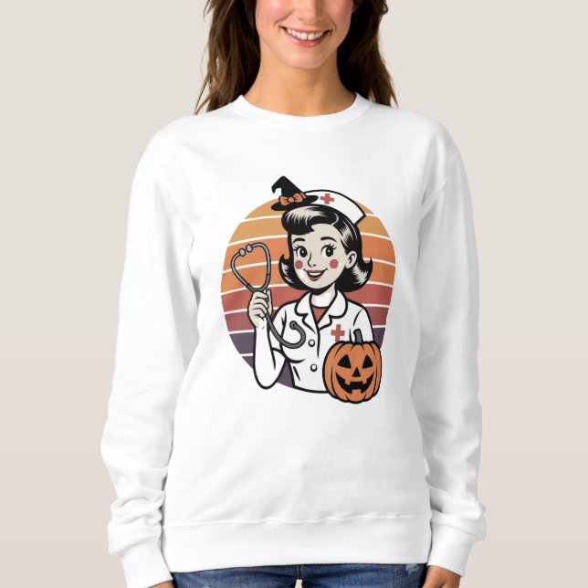 T-shirt Nurse Halloween Roligt - Spooky Shift Magi (Framsida)