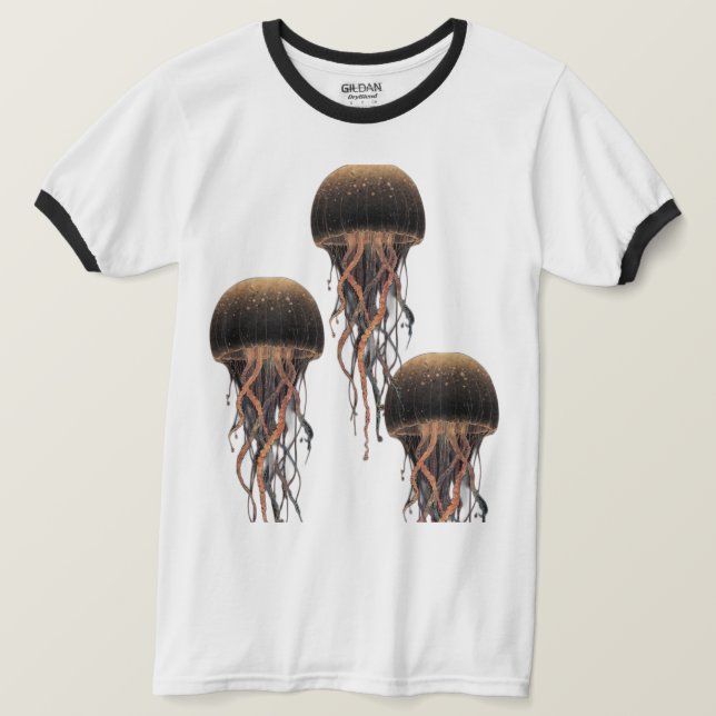 T-Shirt Ocean's Grace: Jellyfish Minimalist Tee (Design framsida)