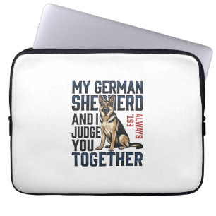 T-Shirt om schäferhund Rolig älskare av hundar Vin Laptop Fodral