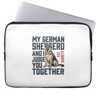 T-Shirt om schäferhund Rolig älskare av hundar Vin Laptop Fodral