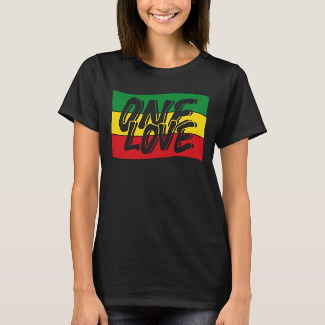 T-shirt One Love Drapeau Reggae Rasta (Framsida)