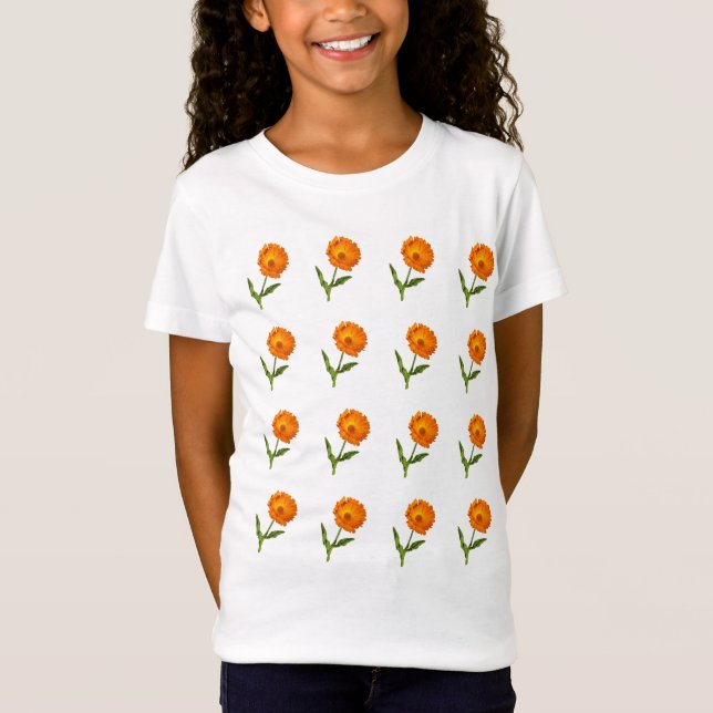 T-shirt - Orange Flowers i Många (Framsida)