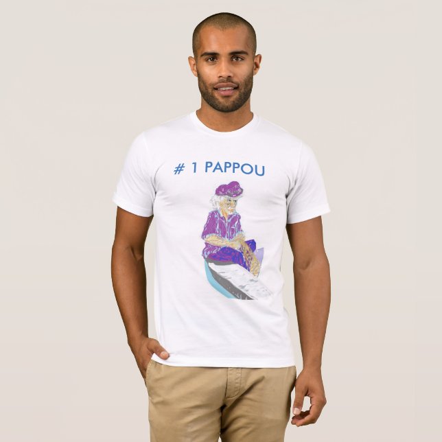 T-Shirt på grekiska Grandfather/Pappou (Hel framsida)