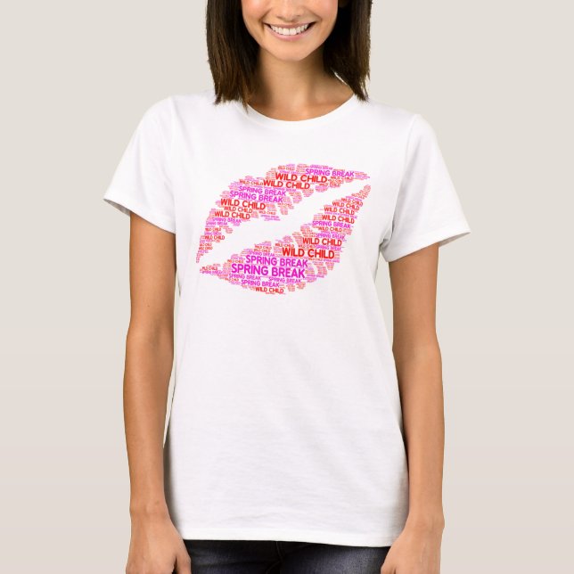 T-Shirt Påsklov Vildbarn läppar röd rosa (Framsida)
