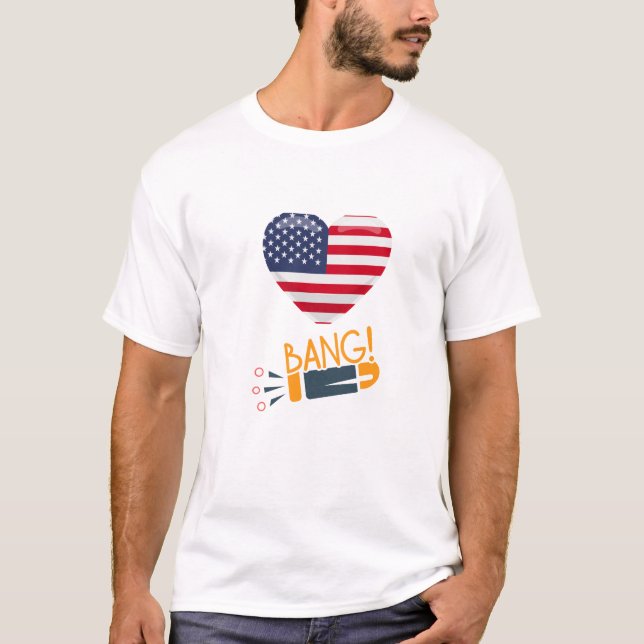 T-Shirt-Patriotic Heart och Bang! Grafik T Shirt (Framsida)