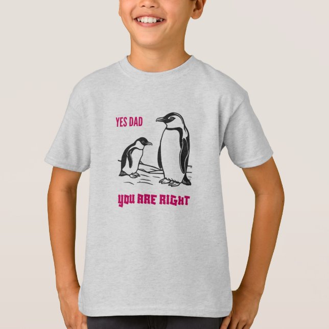 T-shirt penguin Learning: "Ja, Pappa, du är Höger" (Framsida)