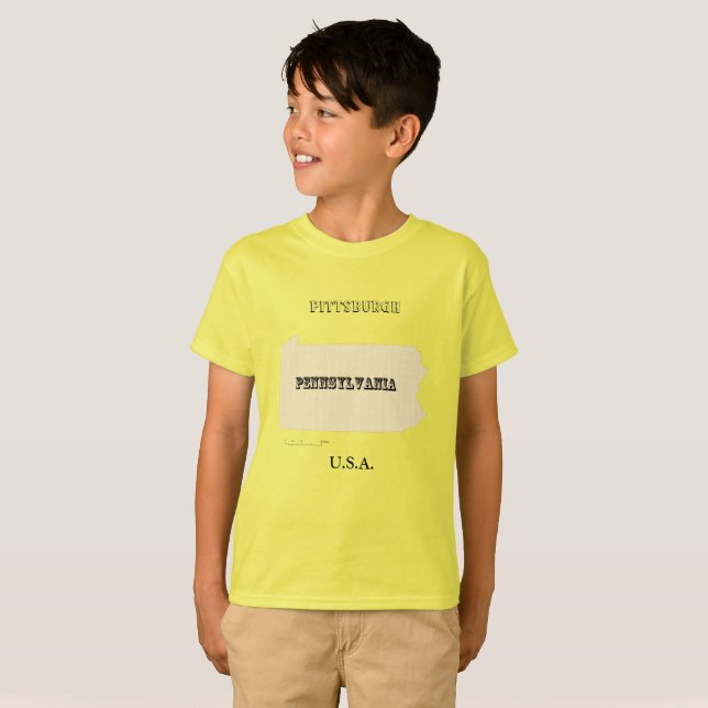 T-shirt - Pennsylvania Karta med City (Hel framsida)