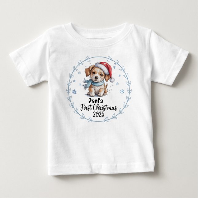 T-Shirt-Personlig Baby första Julafton 2025-Boy T Shirt (Framsida)