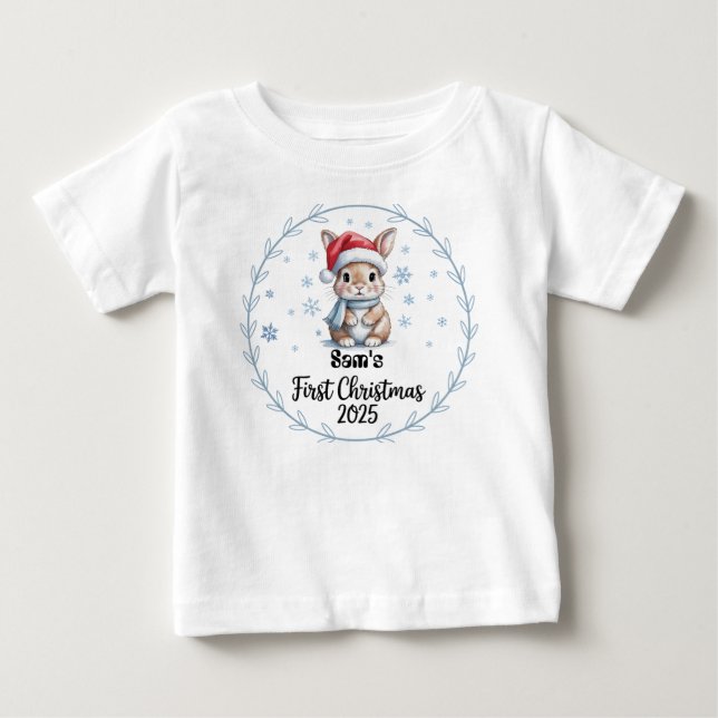 T-Shirt-Personlig Baby första Julafton 2025-Boy T Shirt (Framsida)