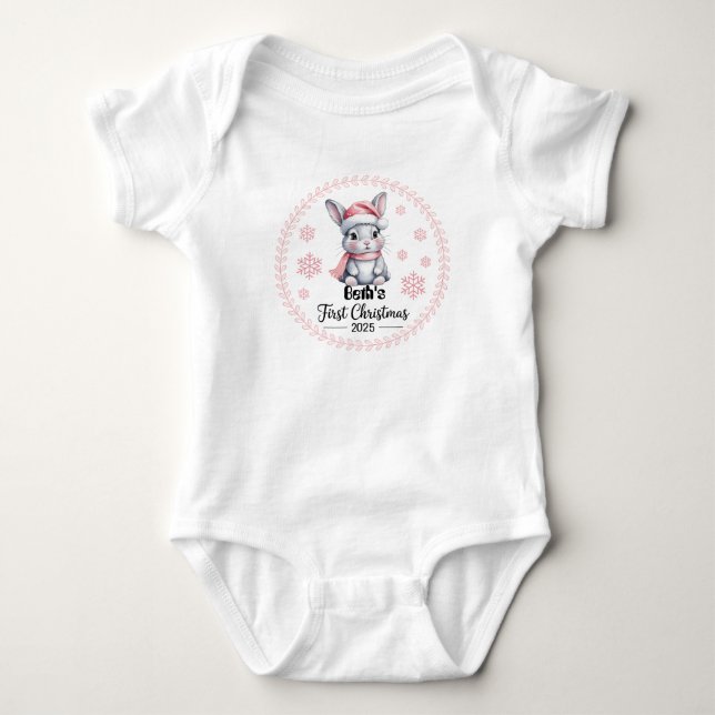 T-Shirt-Personlig Baby första Julafton 2025-Girl T Shirt (Framsida)
