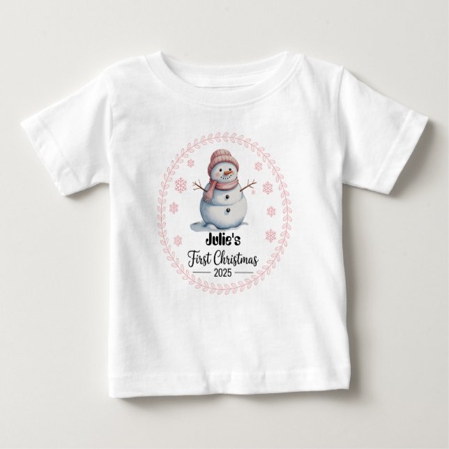 T-Shirt-Personlig Baby första Julafton 2025-Girl T Shirt (Framsida)