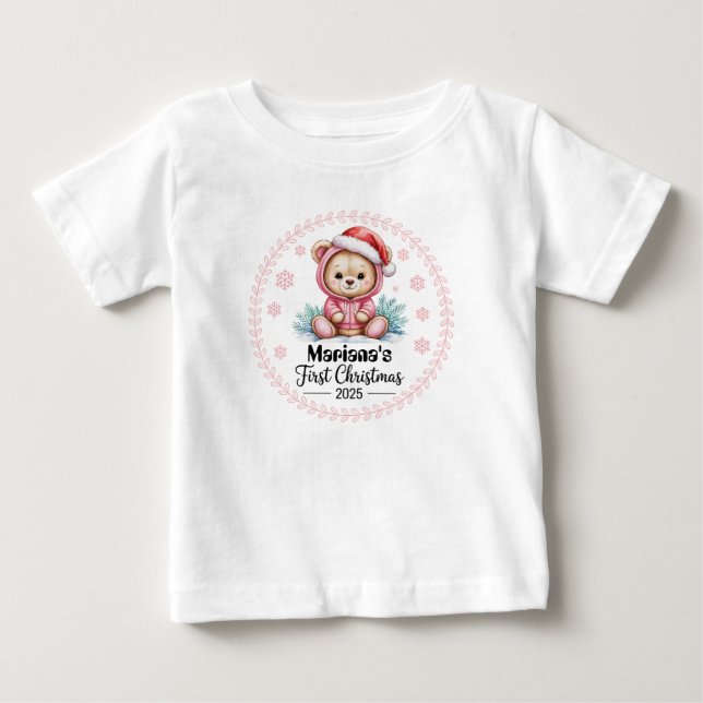 T-Shirt-Personlig Baby julafton 2025-Girl T Shirt (Framsida)