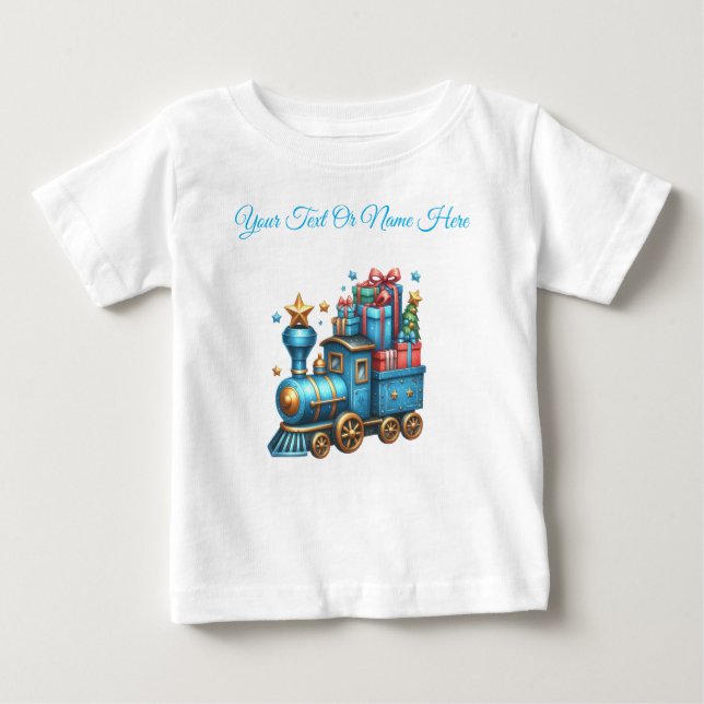 T-Shirt-personlig blå jul Baby Jersey T Shirt (Framsida)