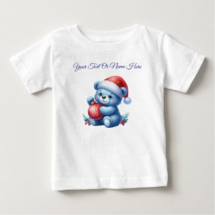 T-Shirt-Personlig Blå Jul Baby Tröja