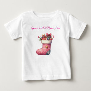 T-Shirt Personlig Rosa jul baby tröja