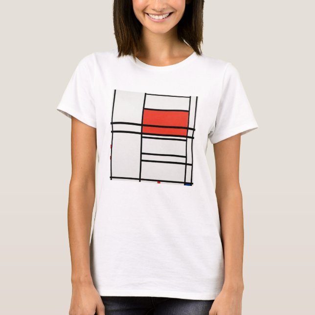 T-SHIRT: PIET MONDRIAN : SAMMANSÄTTNING, RÖDA OCH  T SHIRT (Framsida)