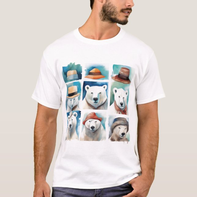 T-shirt pour hommes - Ours Polaires en chapeaux (Framsida)