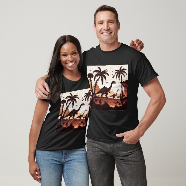 T-Shirt Prehistorisk landskap med dinosaurier (Unisex)