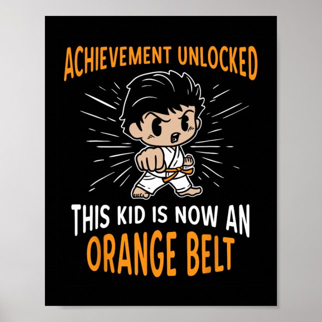 T-shirt present till barn karate-elev orange bälte poster (Framsidan)