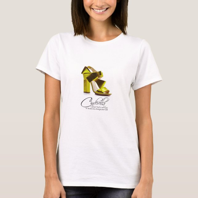 T-Shirt Princess Cinderella Lime Green Shoes Quote (Framsida)