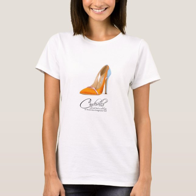 T-Shirt Princess Cinderella Orange Shoes Quote (Framsida)