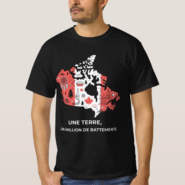 T-shirt Québec: Mozaik av enade symboler (Framsida)