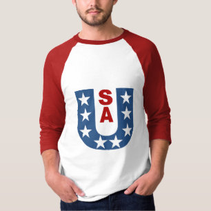 T-shirt raglan blanc rouge DESIGN USA