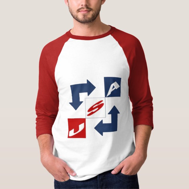 T-shirt raglan blanc rouge homme   DESIGN  USA  (Framsida)