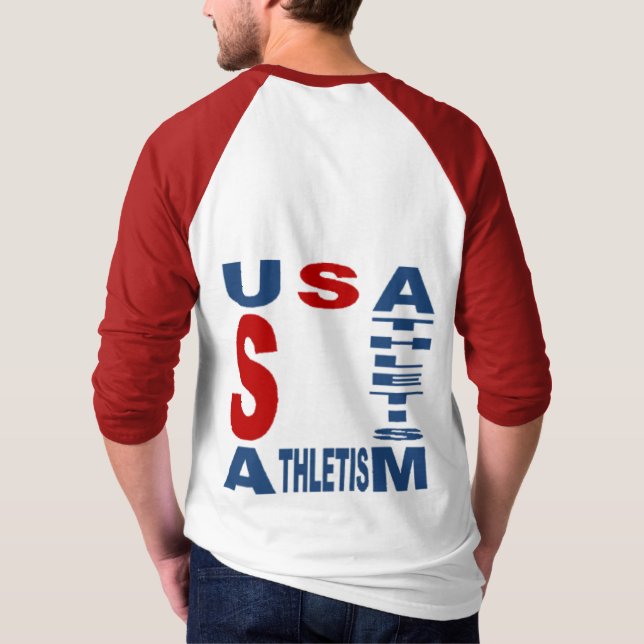 T-shirt  raglan blanc rouge  homme  USA  ATHLETISM (Baksida)