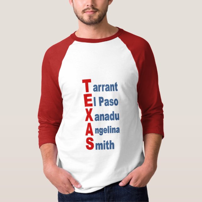 T-shirt  raglan blanc rouge  TOURISME  TEXAS (Framsida)