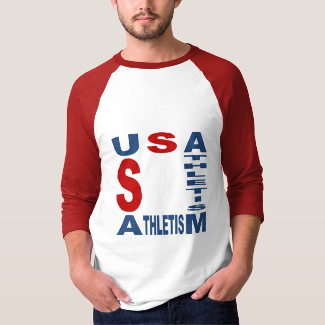 T-shirt raglan blanc rouge   USA  ATHLETISM (Framsida)