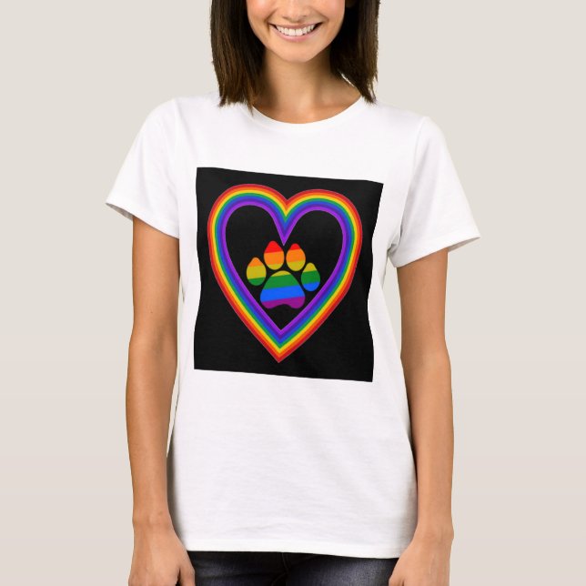 T-Shirt Rainbow Heart med Tass (Framsida)