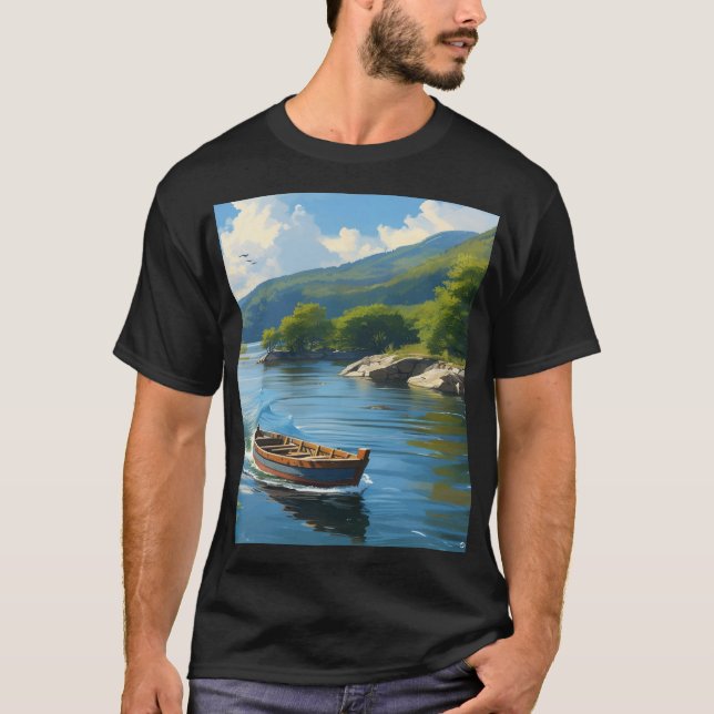 T-shirt resa i en båt i havet (Framsida)