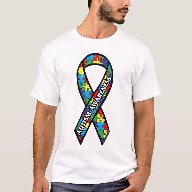 T-shirt - Ribbon för stor autism-medvetenhet (Framsida)