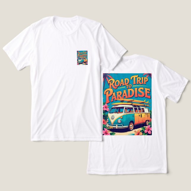 T-shirt road resa to paradise (Design fram och bak)