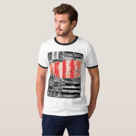 T-Shirt – Rött Pulserande Abstrakt Design