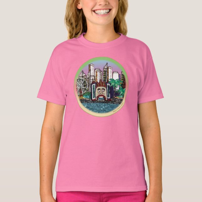 T-Shirt | Round Luna Park - Mauve Himlar (Framsida)