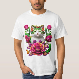 T_Shirt Royal Floral Cat Art T Shirt