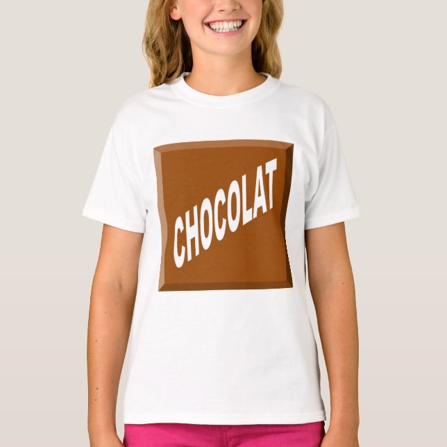 T-shirt Ruffle blanc filles  Design CHOCOLAT (Framsida)