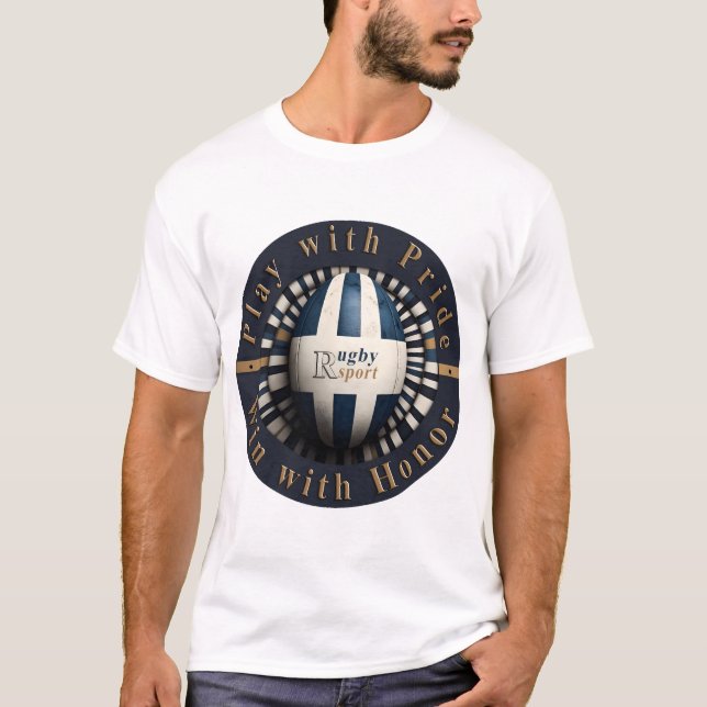 T-Shirt Rugby Design 3D "spela med pridet, vinna m (Framsida)