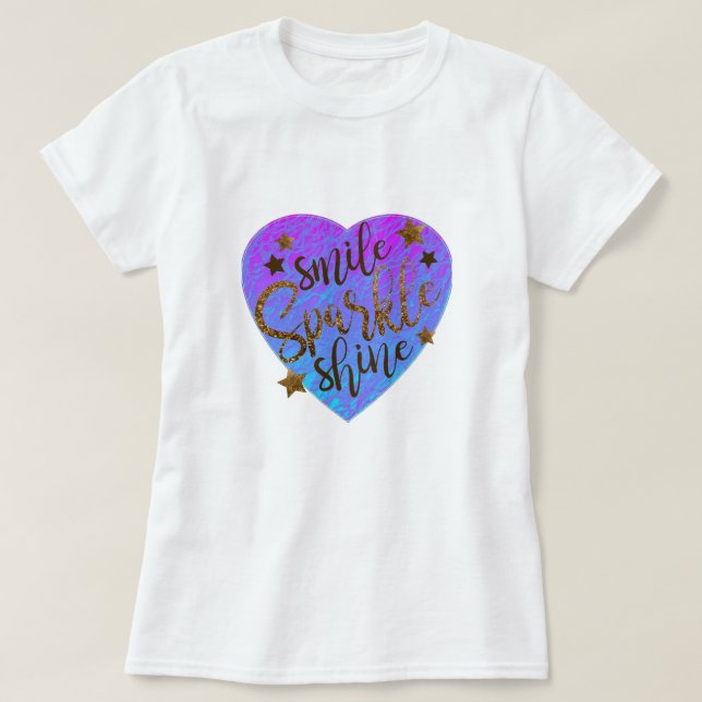 T-Shirt S M L XL Blue Heart Smile Gnistra Shine (Design framsida)