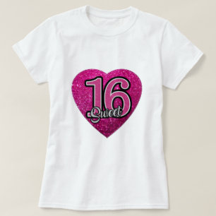 T- Shirt S M L XL Rosa Heart Glitter Girls Sweet 1 Tee