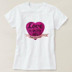 T- Shirt S M L XL Rosa Heart Lycklig Annivesary T-shirt