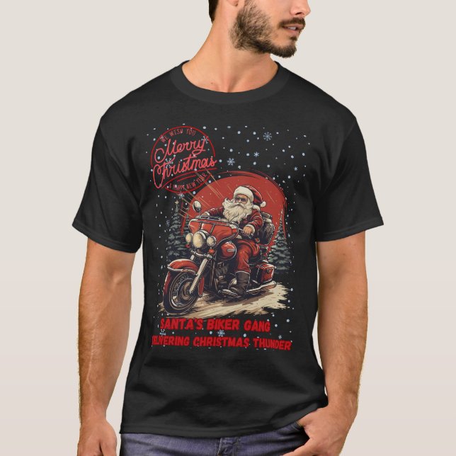 T-Shirt Santas Biker Gang God jul (Framsida)