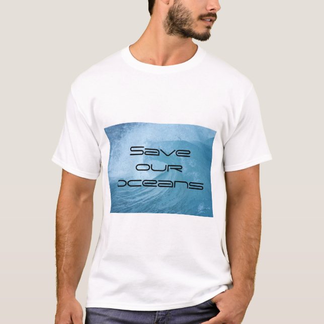 T-Shirt SAVE OUR OCEANS WAVE SURF CLIMATE CHANGE  (Framsida)